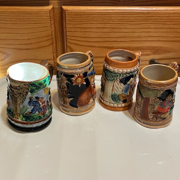 Other - Vintage ceramic beer mugs. Set of four mismatched mugs.